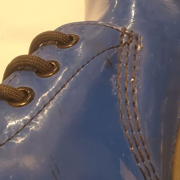 NEW Dr. MARTENS 1460 BLUE Patent Leather Lace-Up COMBAT Boot Women Sz 5 MSRP$160 - Picture 11 of 12